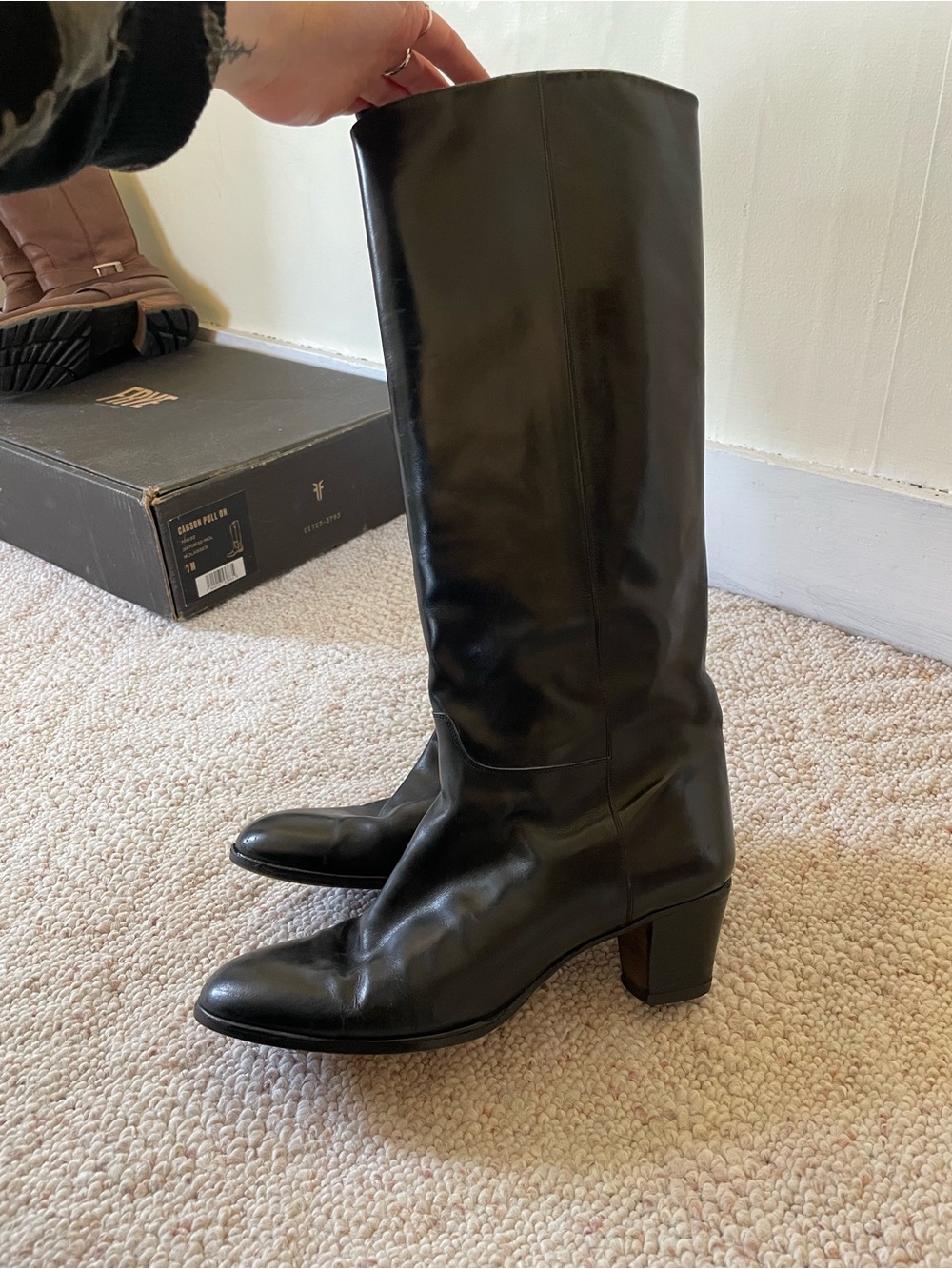 Calvin Klein Classifications Vintage Western Black Leather High Heel Boot Y2K - Picture 15 of 16
